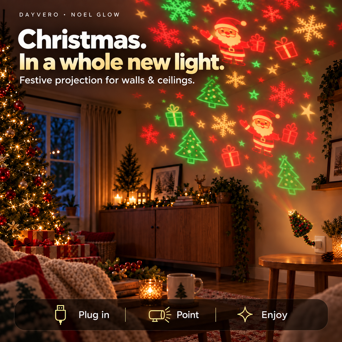Christmas projection for walls and ceilings — Noel Glow